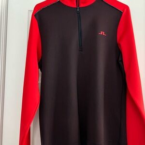J.Lindeberg Red and Black Pullover quarter zip like new medium